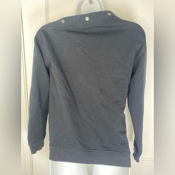 10 Crosby Derek Lam Black Asymmetrical Sweatshirt with Silver Snaps - Picture 6 of 8